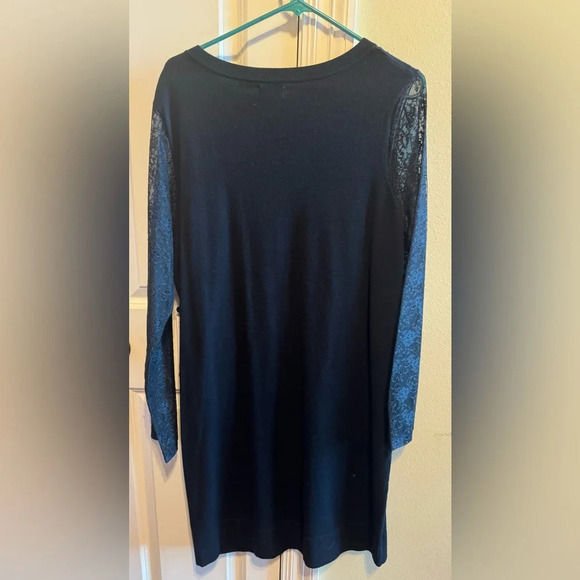 Nicole Miller Black Dress Floral Lace Sleeves Sz XL - Picture 7 of 10